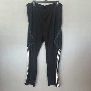 Men's Black Athletic Track Pants with Blue and White Accents